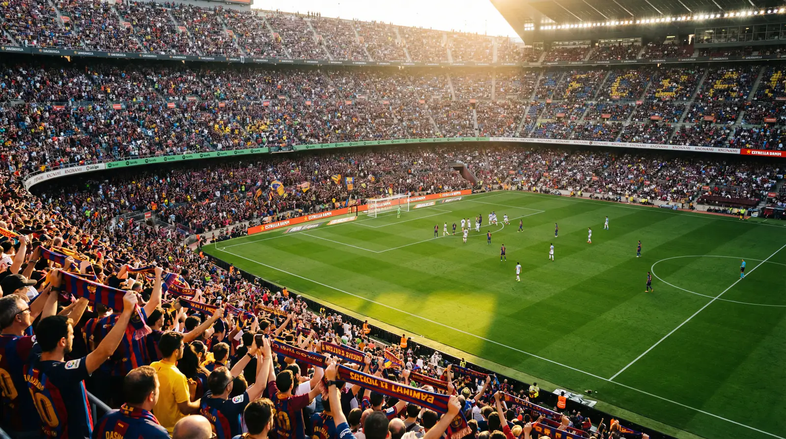 Estadio de LaLiga con aficionados durante un partido de Primera División